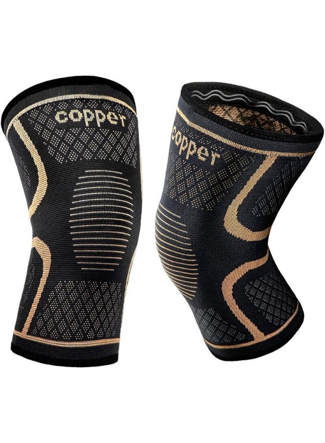 كوبر دعامة الركبة النحاسية للرجال والنساء (عبوة من 2)، سترة ضغط الركبة لتخفيف آلام الركبة، التهاب المفاصل، تمزق الرباط الصليبي الأمامي، تمزق الغضروف، تخفيف آلام المفاصل، دعم الركبة للجري، تمارين اللياقة البدنية. - Image 1